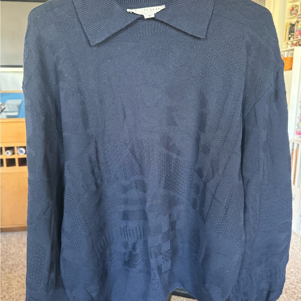 Navy Blue Collared Sweater
